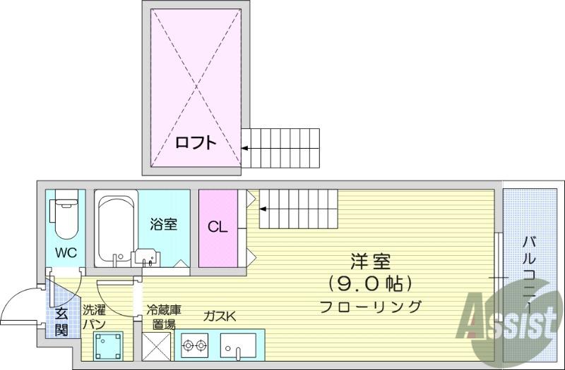 ローラン(ワンルーム/4階)の間取り写真