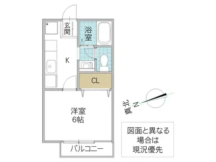 ライトヴィレッジA(1K/2階)の間取り写真
