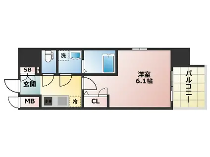 エスリ一ド京橋桜ノ宮公園(1K/3階)の間取り写真