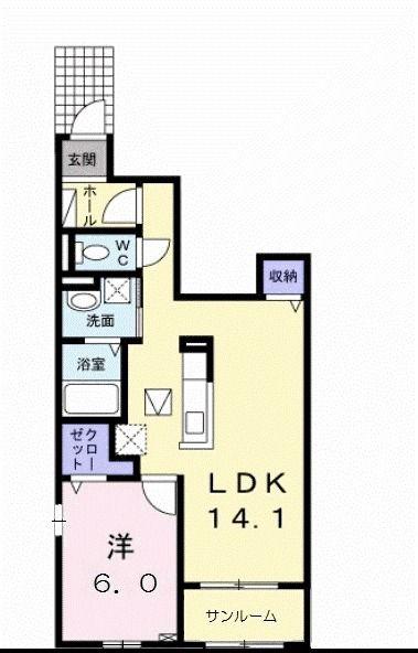 サンパティーク・レジデンス A(1LDK/1階)の間取り写真