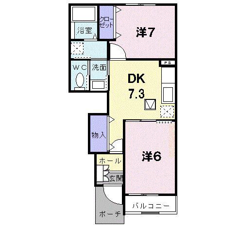 ファシネイション春日II(2DK/1階)の間取り写真