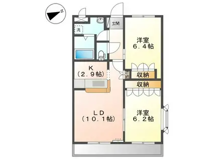 アベニール中島(2LDK/2階)の間取り写真