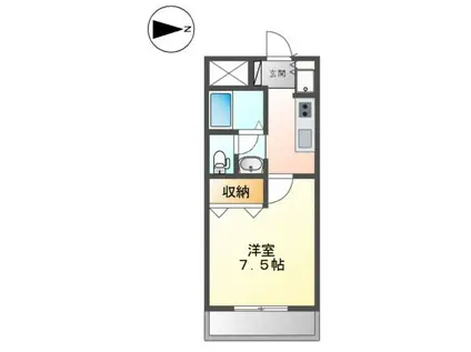 セジュール川部 II(1K/1階)の間取り写真