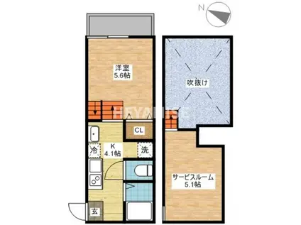 MODERN PALAZZO長崎大学前(1SK/1階)の間取り写真