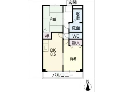 CRESCENT COURT WATANABE(2DK/2階)の間取り写真