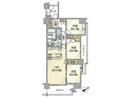 ドレイク和光本町(3LDK/7階)の間取り写真