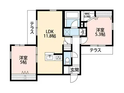 JIRO.Z ONE(2LDK/1階)の間取り写真