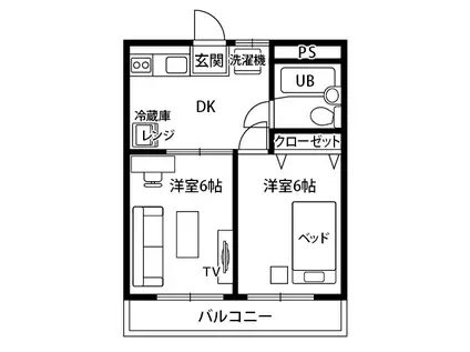 ファーニッシュド・ステイ諏訪インター北壱番館(2DK/2階)の間取り写真