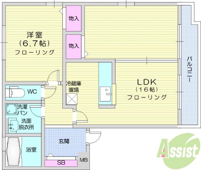 パークアベニューⅠ(1LDK/2階)の間取り写真