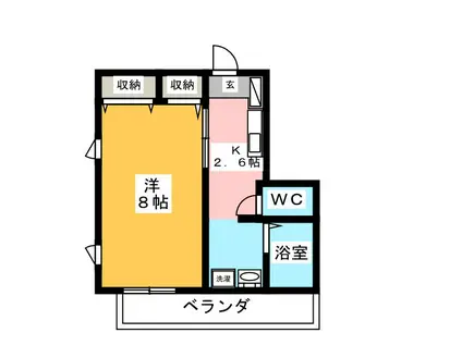 メゾンモンターニュ(1K/2階)の間取り写真