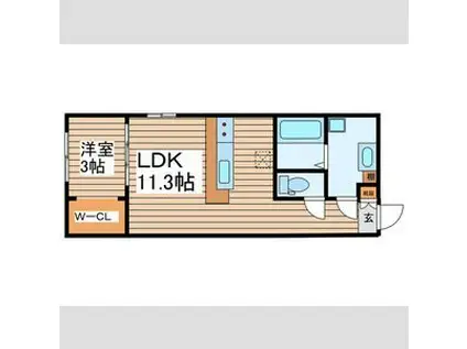 アミールプレミア平安通(1LDK/2階)の間取り写真