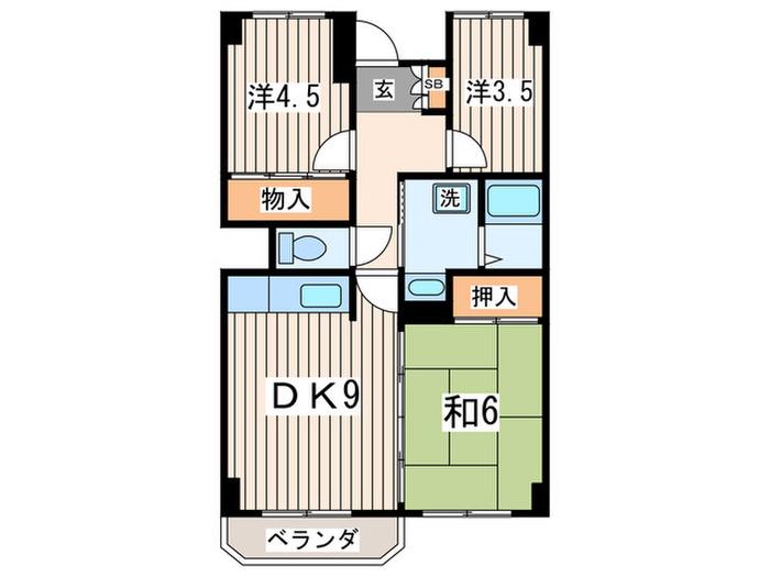 ロワイヤルパレス(3DK/2階)の間取り写真