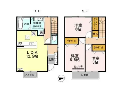 プラン B棟V(3LDK/1階)の間取り写真