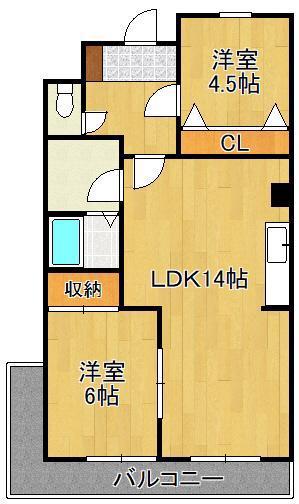 シェーネルボーネン(2LDK/1階)の間取り写真