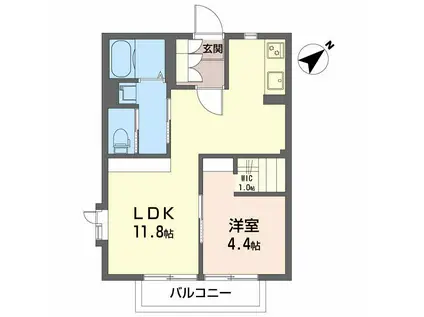 ビバレントA(1LDK/1階)の間取り写真