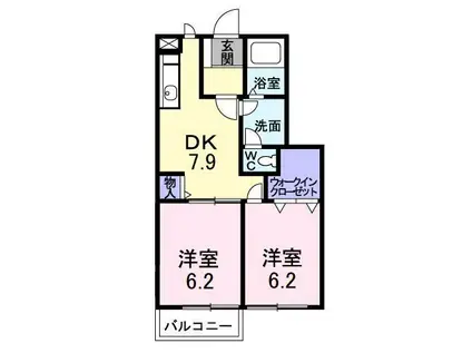 プリムヴェール A(2DK/1階)の間取り写真