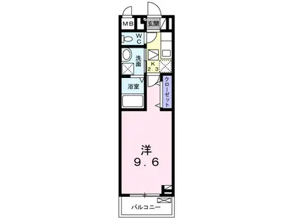 シャルモン 深野イースト(1K/1階)の間取り写真