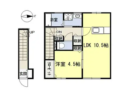 ROUTE48(1LDK/2階)の間取り写真