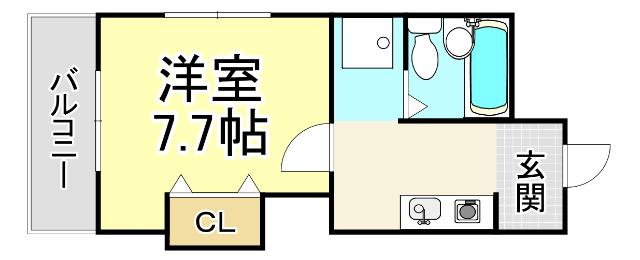 ベイサイドフラッツ(1K/4階)の間取り写真