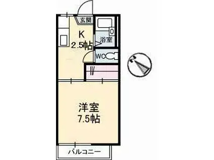 田園ハイツ(1K/2階)の間取り写真