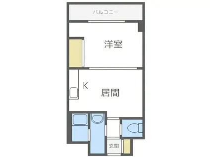 クリスタルコート(1DK/4階)の間取り写真