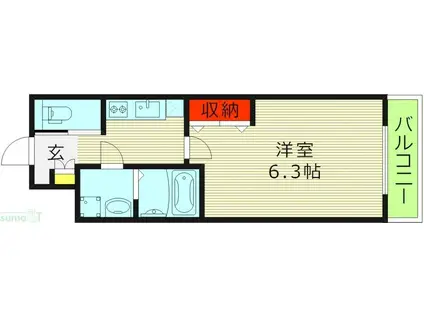 ウインズコート城北パーク(1K/2階)の間取り写真