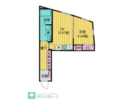 クリオ ラモード神楽坂(1DK/2階)の間取り写真