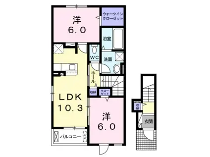 フリーデIV(2LDK/2階)の間取り写真