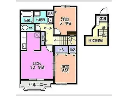 フィールド裕B(2LDK/2階)の間取り写真