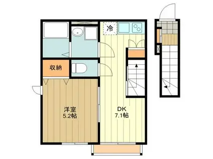 グランドソレーユモコ(1DK/2階)の間取り写真