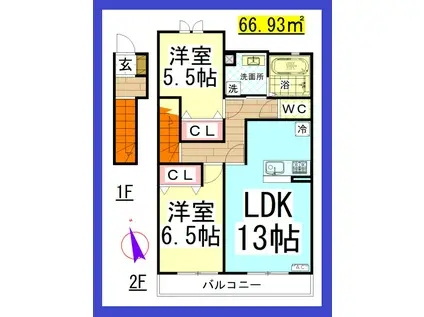 DLポラリスF I(2LDK/2階)の間取り写真