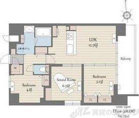 S-RESIDENCE天満橋AR(2SLDK/14階)の間取り写真