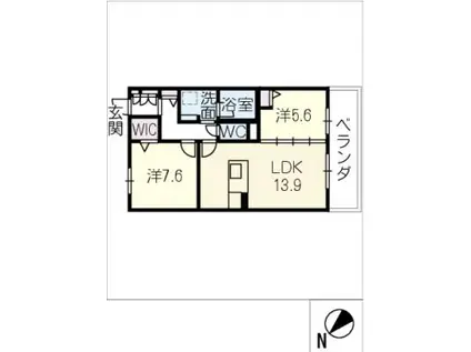 VIP GARDEN(2LDK/2階)の間取り写真