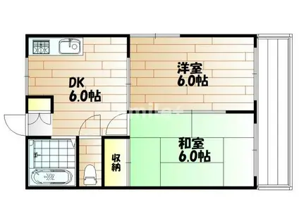 リバーサイドクラタ(2DK/1階)の間取り写真