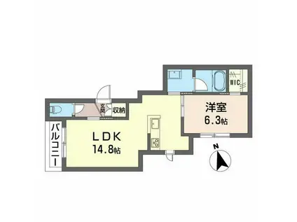 ウィステリア コート(1LDK/1階)の間取り写真