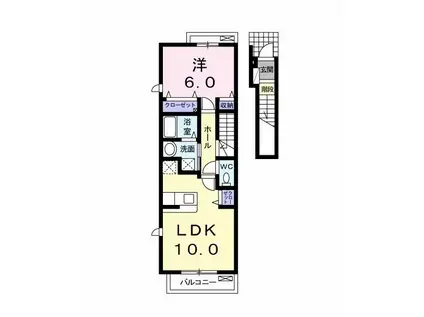 アルカンシエル市原C(1LDK/2階)の間取り写真