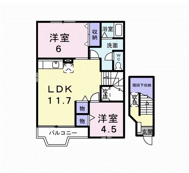 クレストール古谷(2LDK/2階)の間取り写真