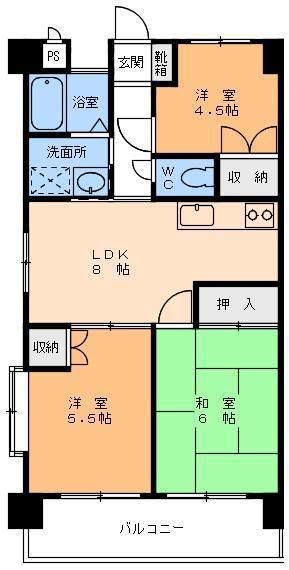 コーポラスSAYA(3LDK/4階)の間取り写真