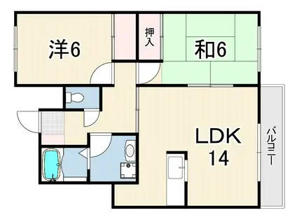 サンコート夙川(2LDK/1階)の間取り写真