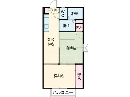 メゾン本戸 B(2DK/2階)の間取り写真