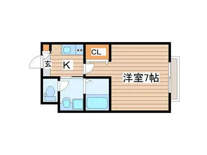 プリマフルール大和(1K/1階)の間取り写真