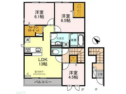 MAISON CALMEII(3LDK/2階)の間取り写真
