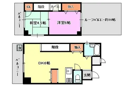 コーポラス栄里(2DK/4階)の間取り写真