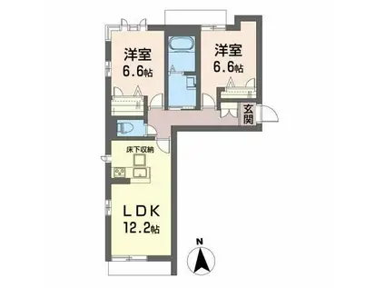 ベレオ荒井駅前(2LDK/1階)の間取り写真