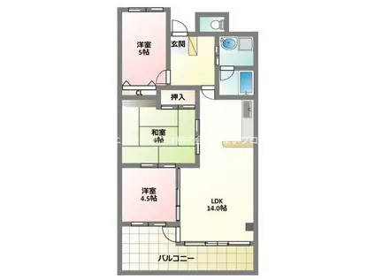 バーンフリート大和田(3LDK/4階)の間取り写真