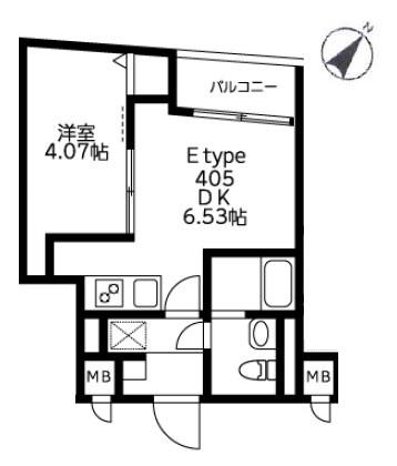 U RESIDENCE武蔵小山(1DK/3階)の間取り写真