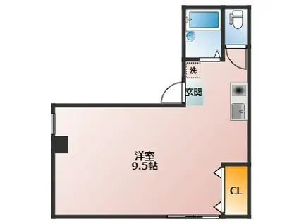 ハッコービル(ワンルーム/2階)の間取り写真