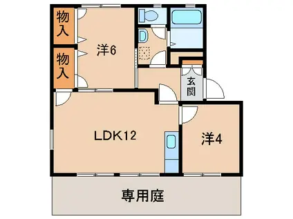 ディアス東方(2LDK/1階)の間取り写真
