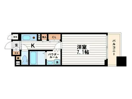 サムティ本町橋(1K/10階)の間取り写真