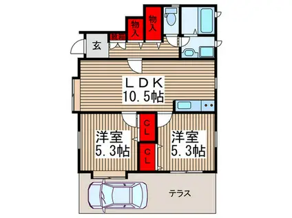 BLUE MOON(2LDK/1階)の間取り写真